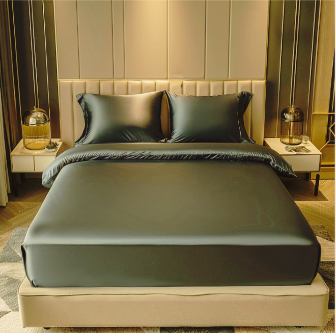 Premium Satin Elastic Fitted Bedsheets with 2 Pillow Covers