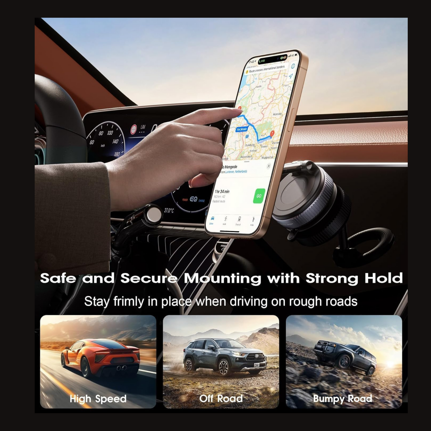 Vacuum Magnetic Suction Phone Holder – 360° Rotating