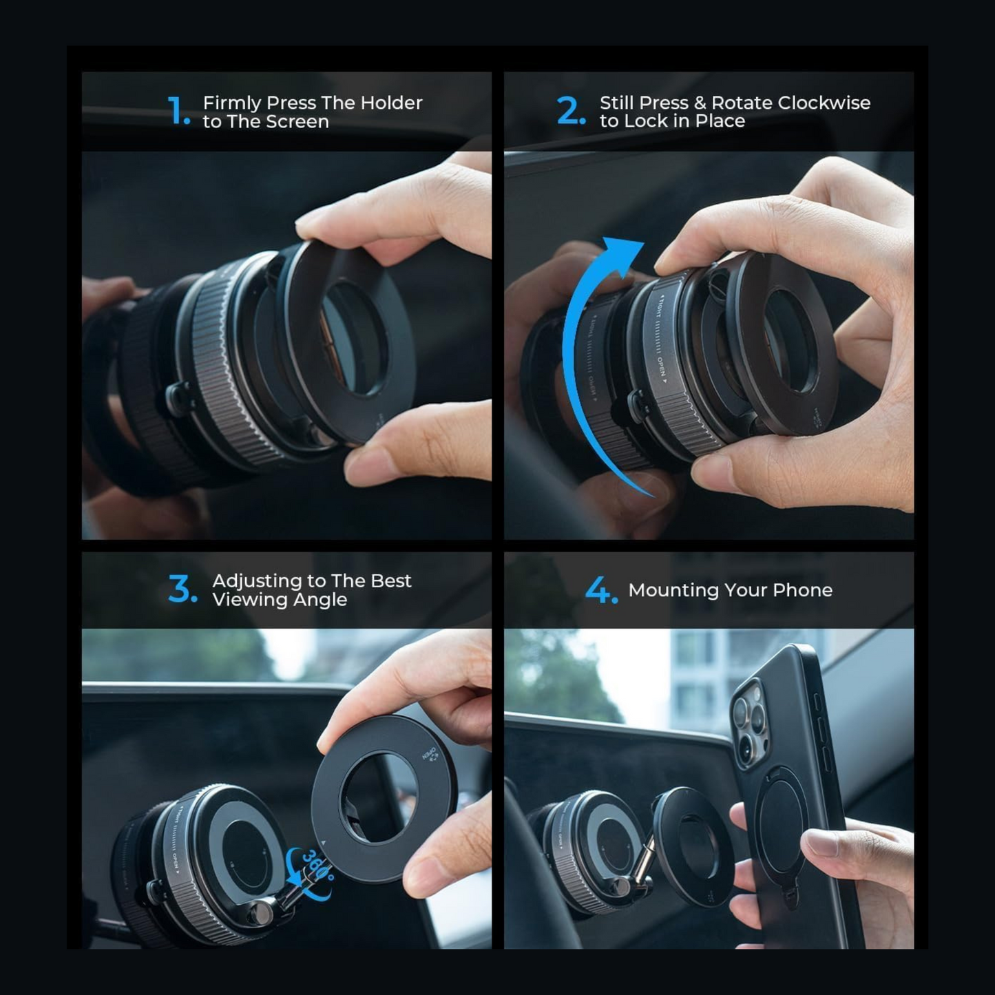 Vacuum Magnetic Suction Phone Holder – 360° Rotating