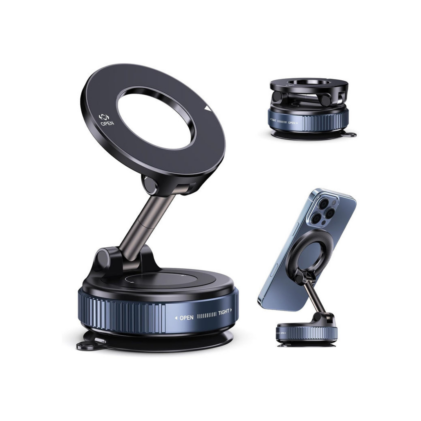 Vacuum Magnetic Suction Phone Holder – 360° Rotating
