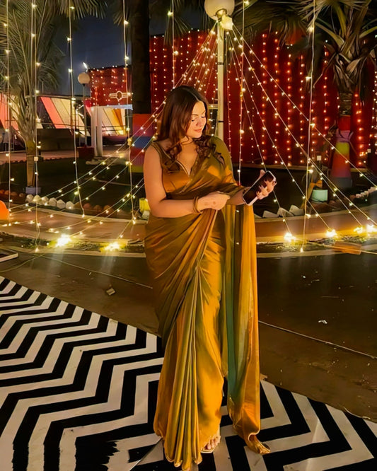 Party Wear Saree with Rich Border & Blouse