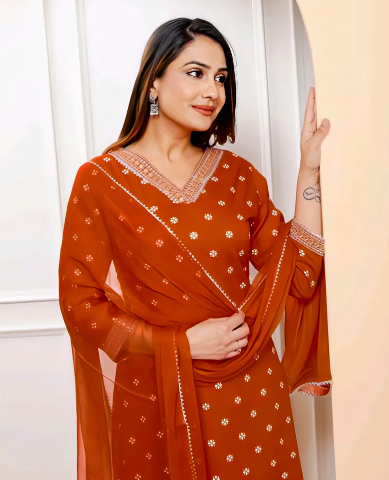 Bandhani Embroidered Kurta Set with Dupatta