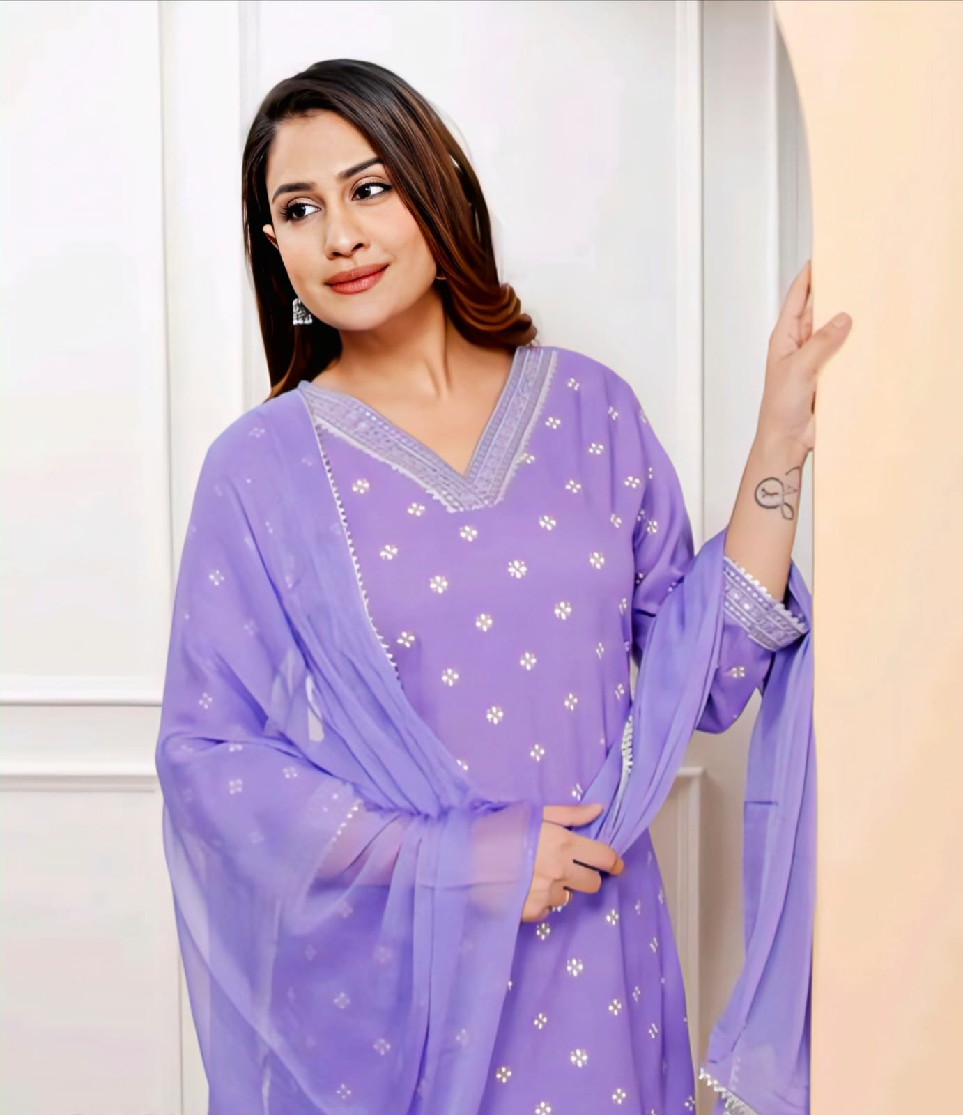Bandhani Embroidered Kurta Set with Dupatta