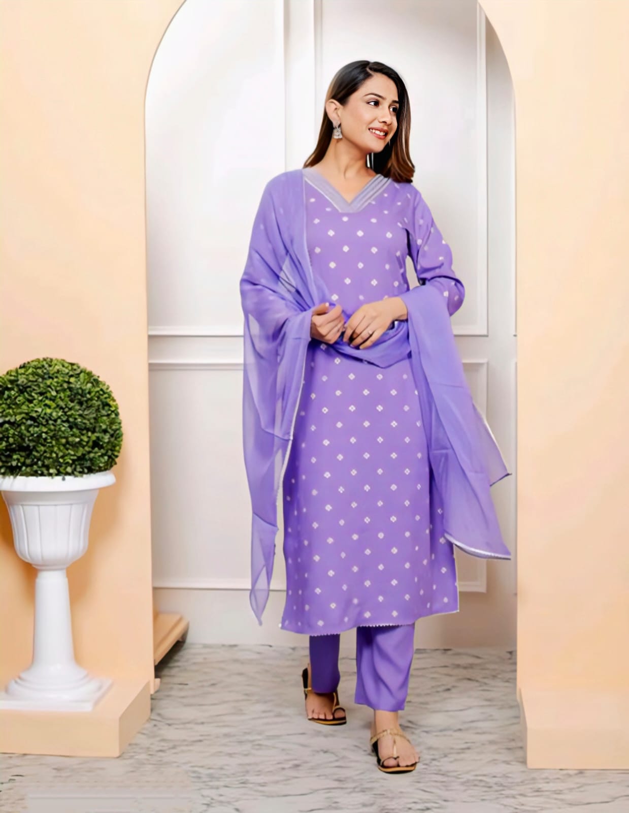 Bandhani Embroidered Kurta Set with Dupatta