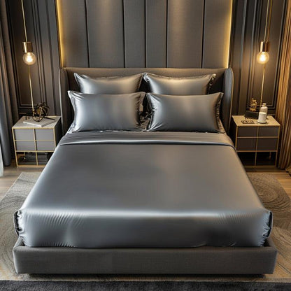 Premium Satin Elastic Fitted Bedsheets with 2 Pillow Covers