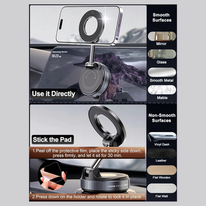 Vacuum Magnetic Suction Phone Holder – 360° Rotating