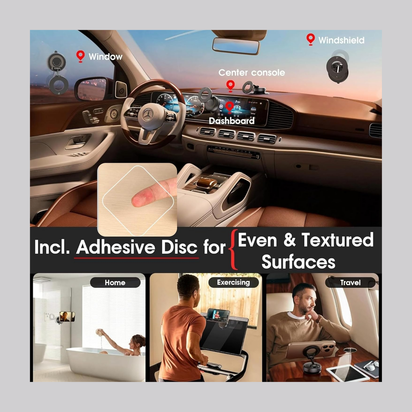 Vacuum Magnetic Suction Phone Holder – 360° Rotating