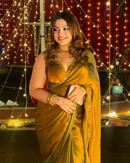 Party Wear Saree with Rich Border & Blouse