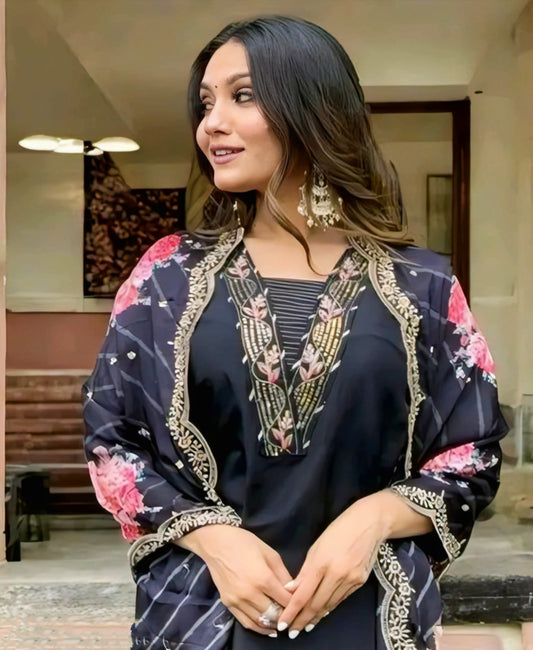 Black Silk Embroidered Kurta Perfect And Casual For Every Occasion