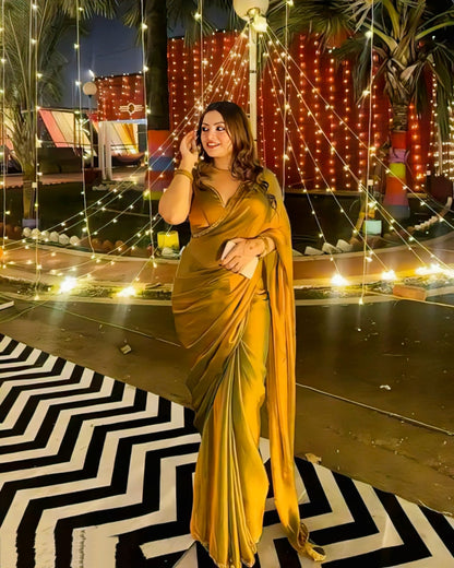 Party Wear Saree with Rich Border & Blouse